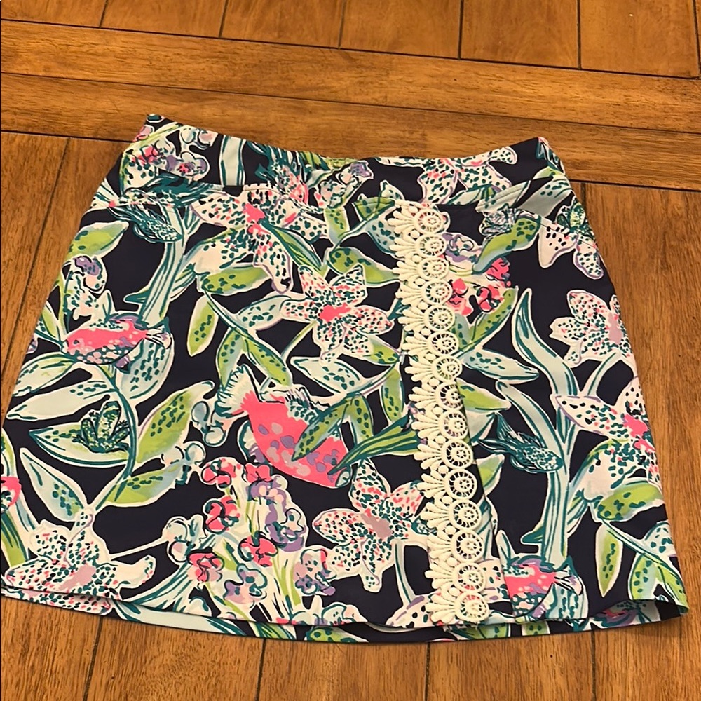 Lilly Pulitzer Blue and Green Mini Skirt
